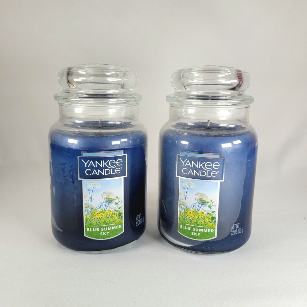 NEW Yankee Candle 22 Oz Retired Blue Summer Sky Large Glass Jar Single Wick Lot